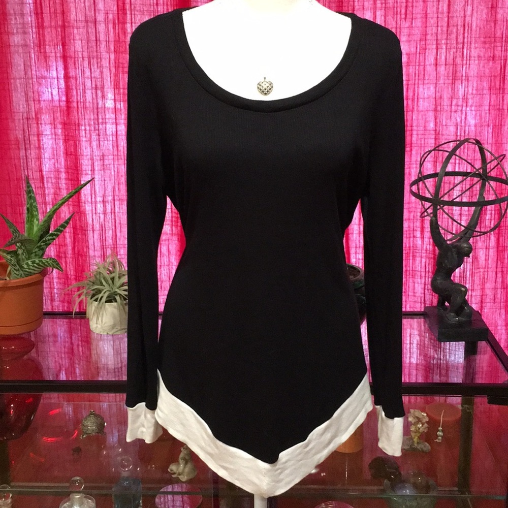 INC Black & White Color Block Sweater Top XL